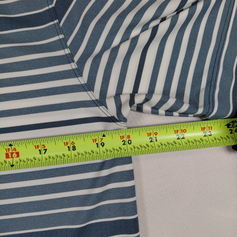 Nike Golf Mens Dri-Fit RSU Tiger Logo Striped Polo Shirt Blue White Size M - Picture 10 of 11